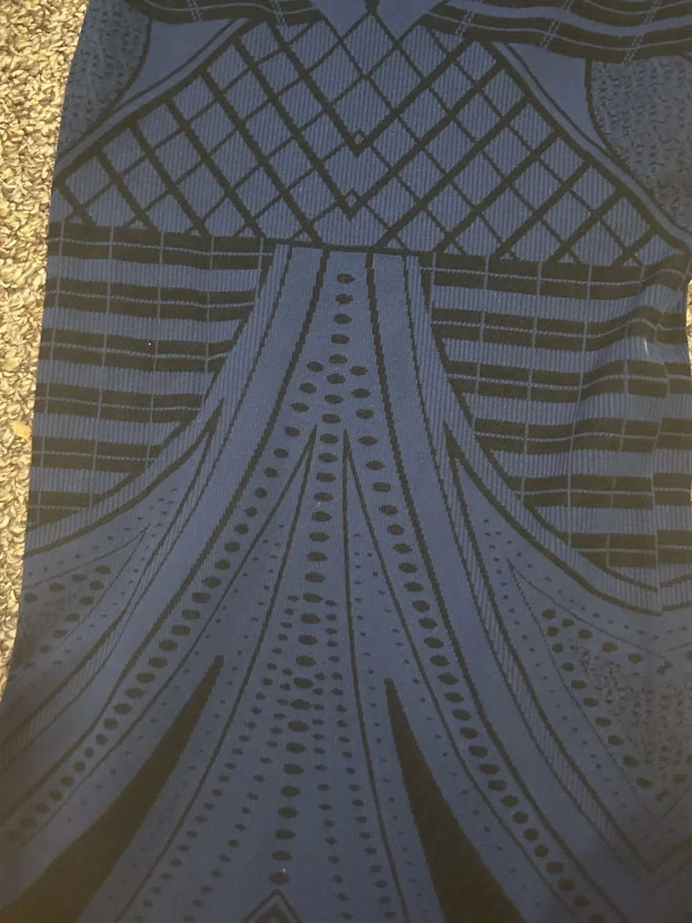 Intimately By Free People XS/S Navy Black Geometric Long-Sleeve Bodycon Dress